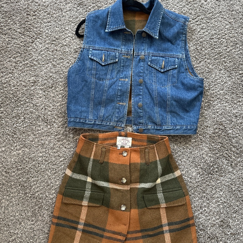 Armani Denim vest and wool skirt set